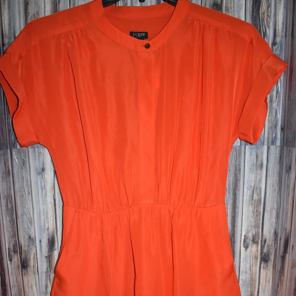 j. crew factory draped shirt dress orange New S